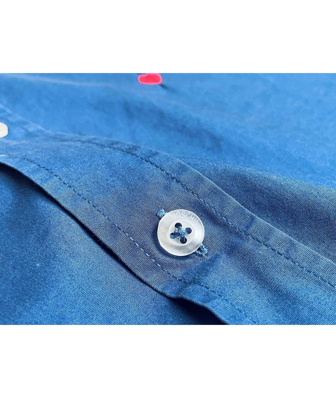 MOSCHINO Синяя хлопковая кэжуал рубашка, фото 4