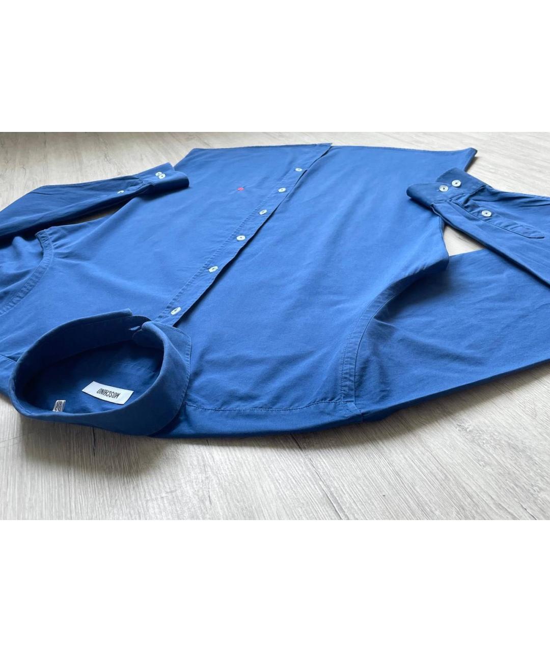 MOSCHINO Синяя хлопковая кэжуал рубашка, фото 6