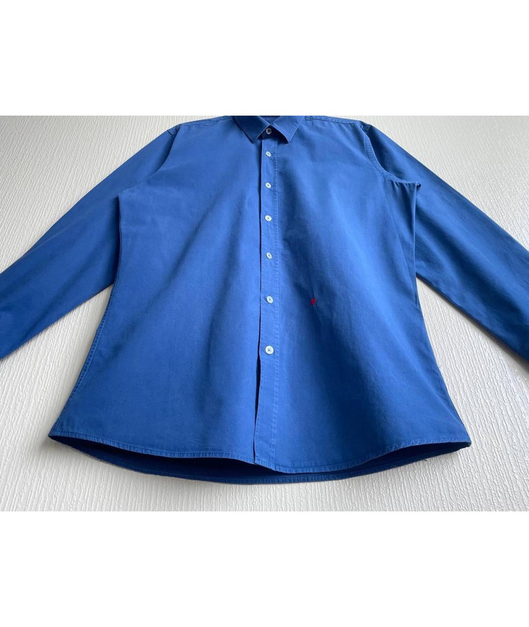 MOSCHINO Синяя хлопковая кэжуал рубашка, фото 5