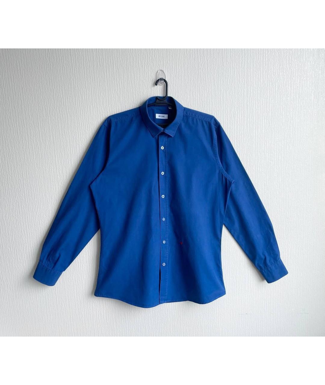MOSCHINO Синяя хлопковая кэжуал рубашка, фото 9