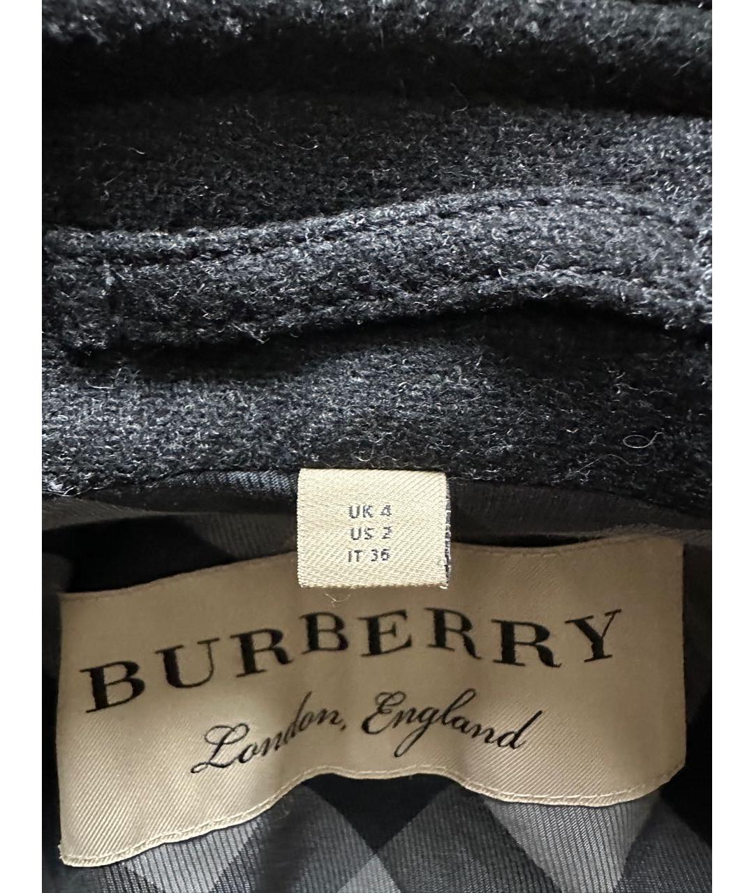 BURBERRY Серое шерстяное пальто, фото 8