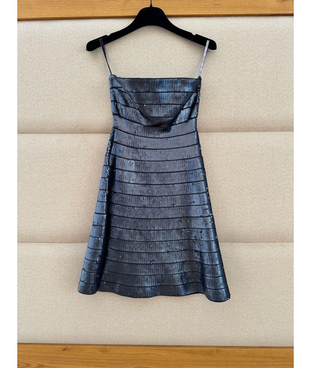 HERVE LEGER Темно-синее вискозное коктейльное платье, фото 6