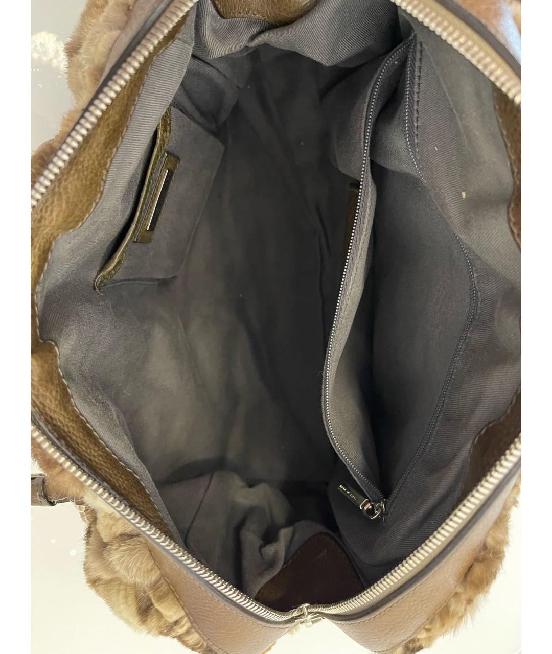 DOLCE&GABBANA Коричневая меховая сумка с короткими ручками, фото 8