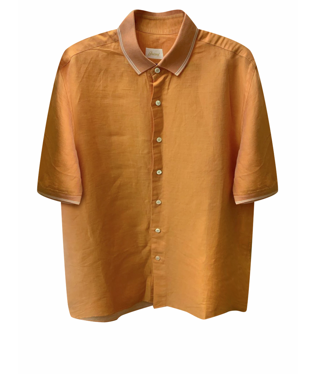 BRIONI Оранжевая льняная кэжуал рубашка, фото 1