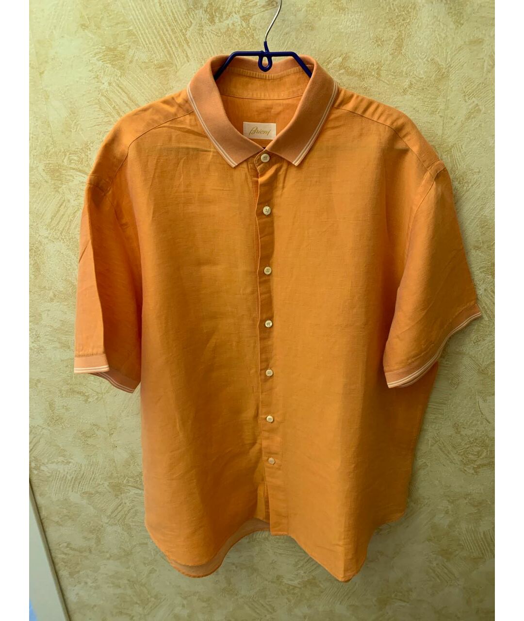BRIONI Оранжевая льняная кэжуал рубашка, фото 8