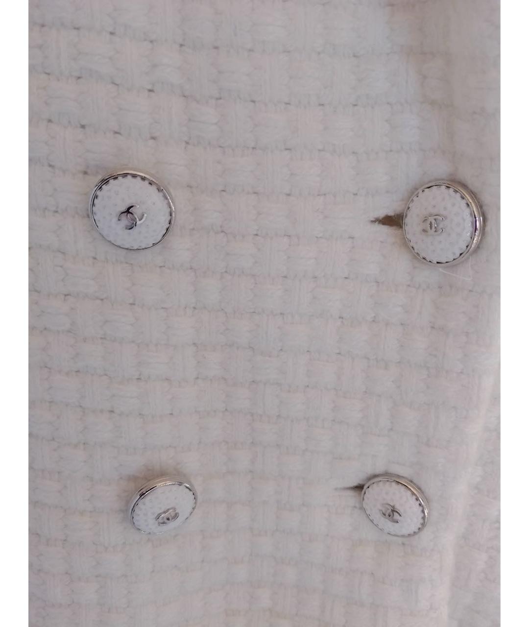 CHANEL PRE-OWNED Белый шерстяной жакет/пиджак, фото 2