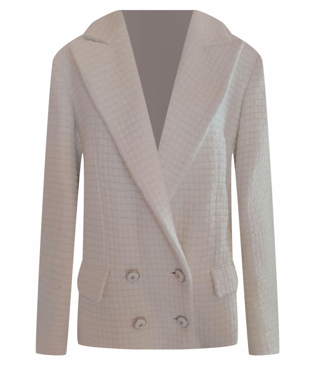 CHANEL PRE-OWNED Белый шерстяной жакет/пиджак, фото 1