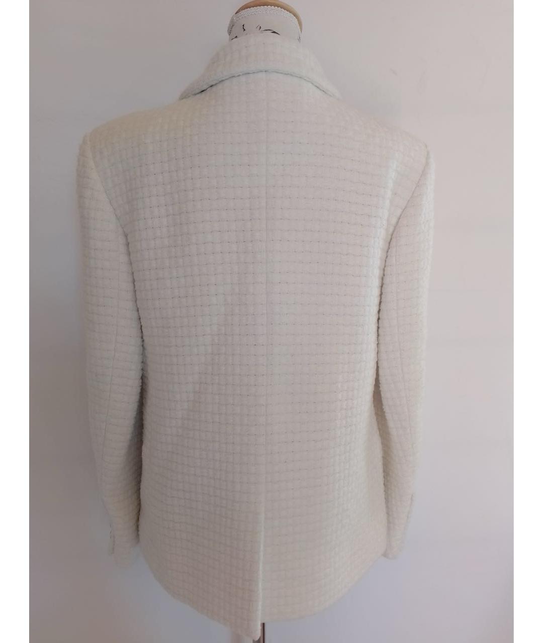 CHANEL PRE-OWNED Белый шерстяной жакет/пиджак, фото 3