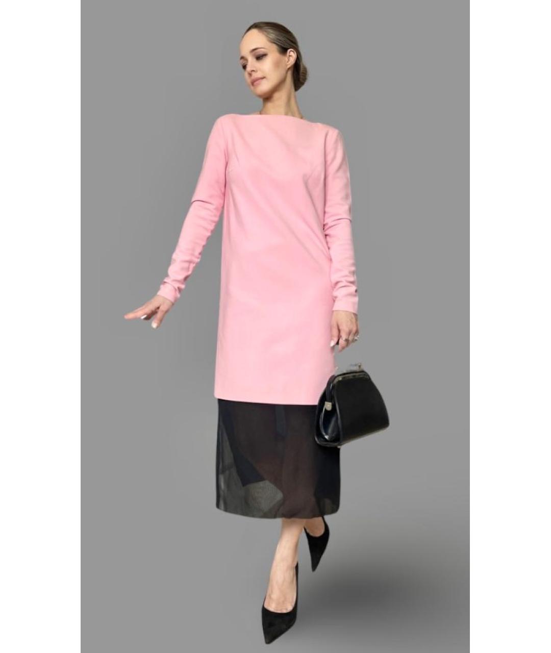 NO. 21 Розовое шерстяное коктейльное платье, фото 4