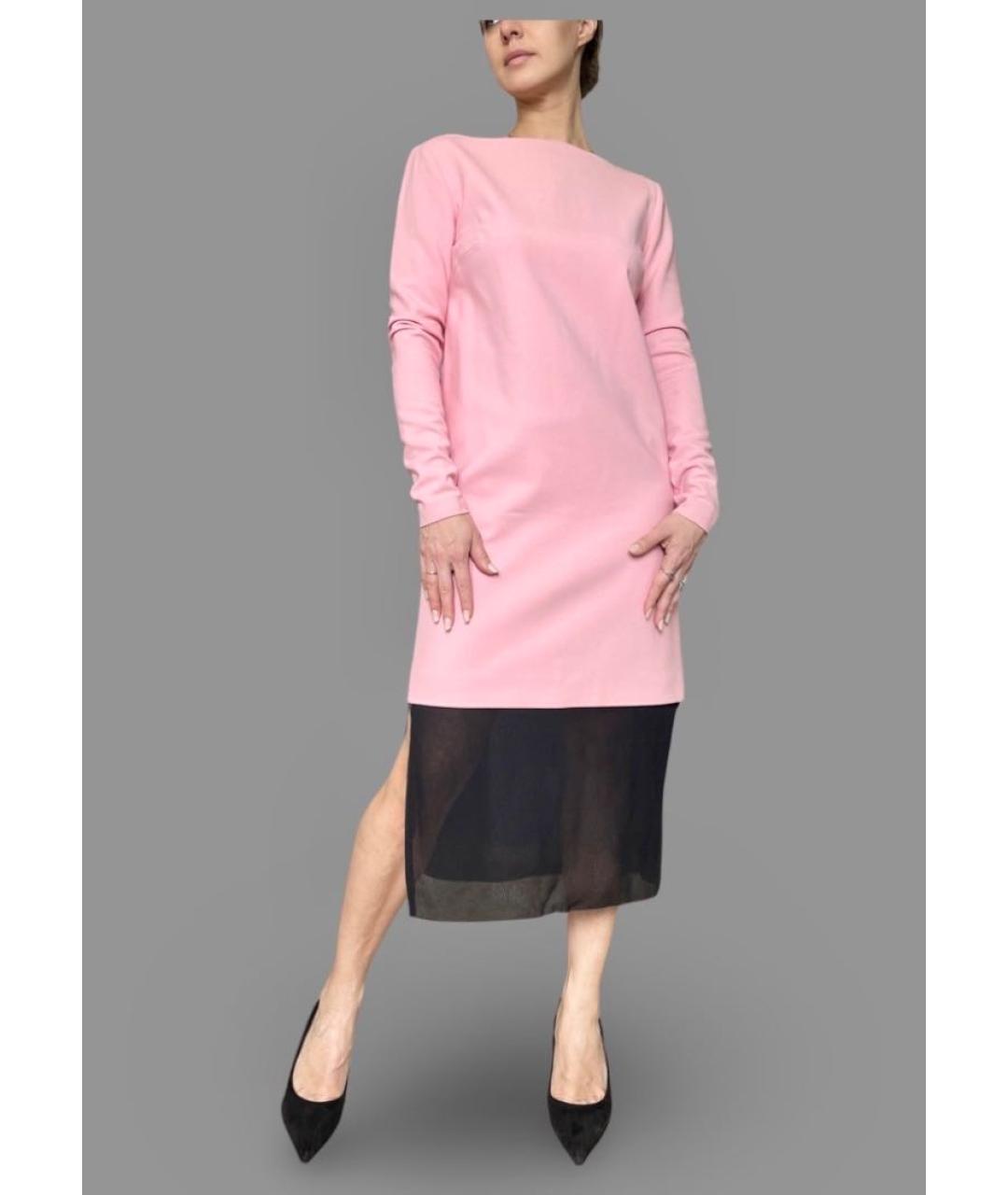 NO. 21 Розовое шерстяное коктейльное платье, фото 3