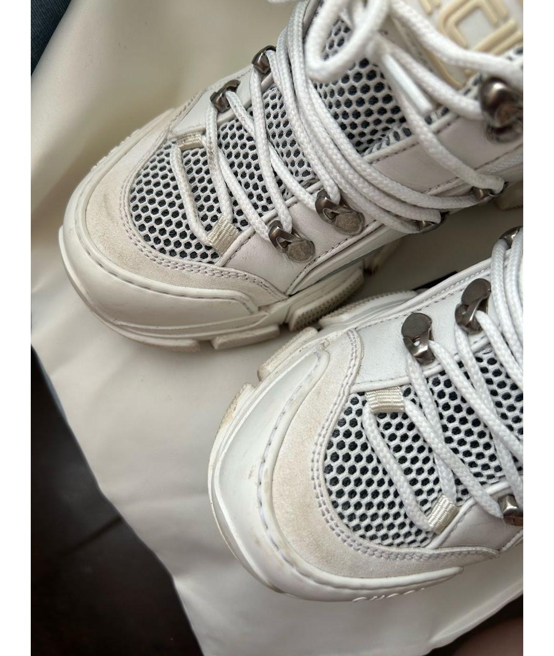 GUCCI Белые кожаные кроссовки, фото 6