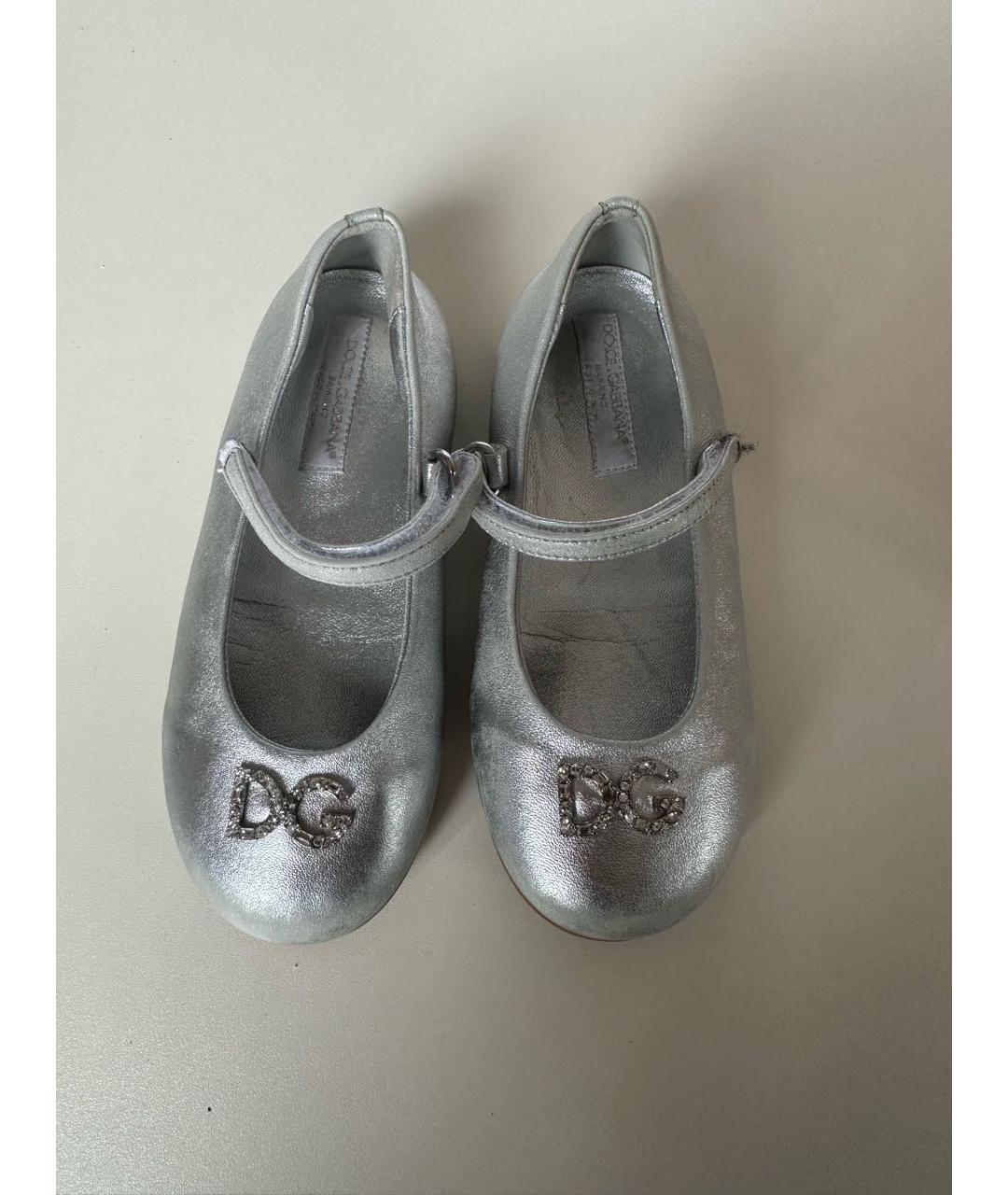 DOLCE & GABBANA KIDS Серебряные балетки и туфли, фото 2
