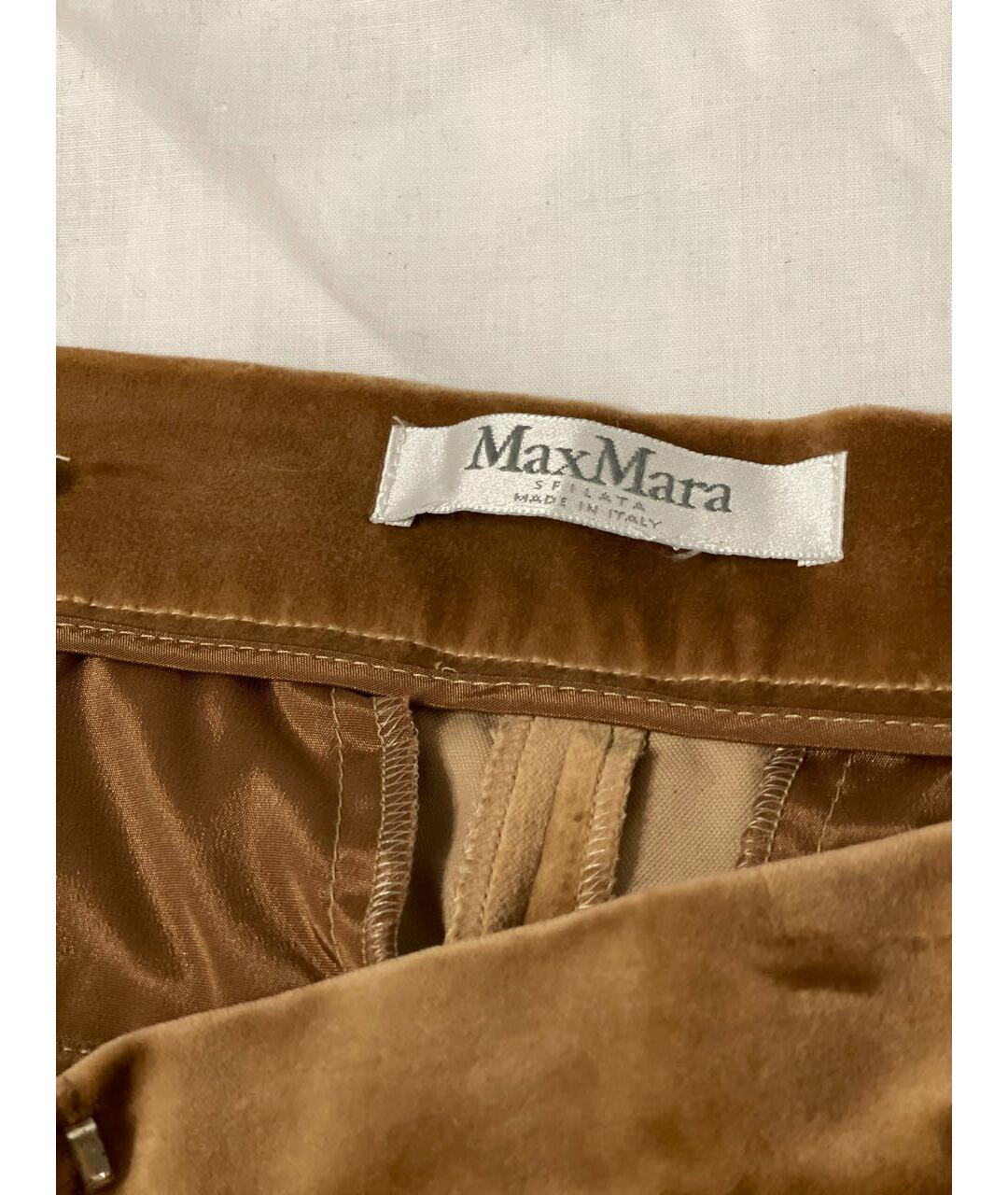 MAX MARA Горчичные бархатные брюки широкие, фото 3
