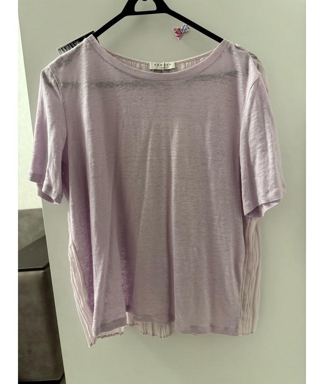 SANDRO Фиолетовая льняная блузы, фото 6