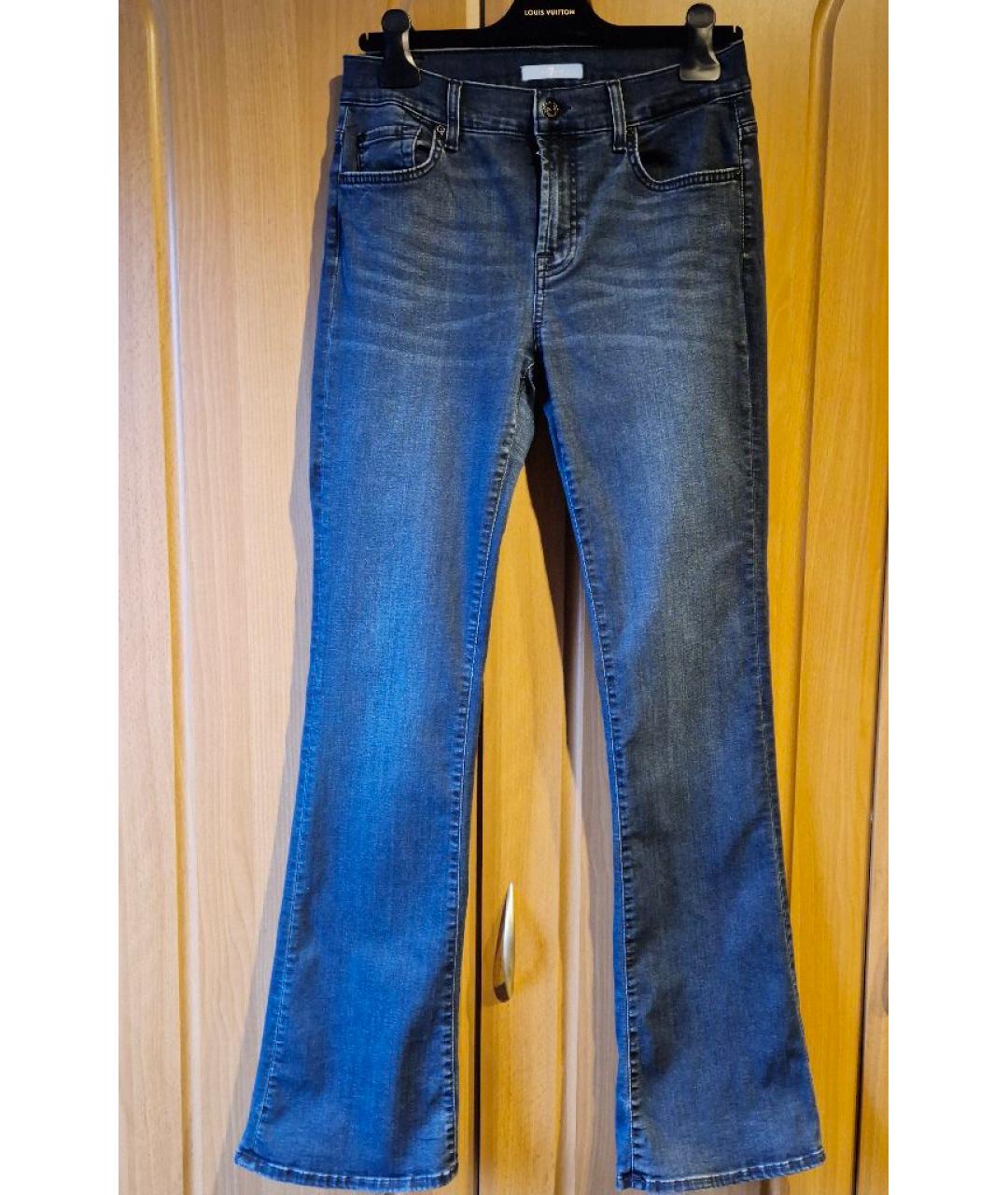 7 FOR ALL MANKIND Синие хлопко-эластановые джинсы клеш, фото 7