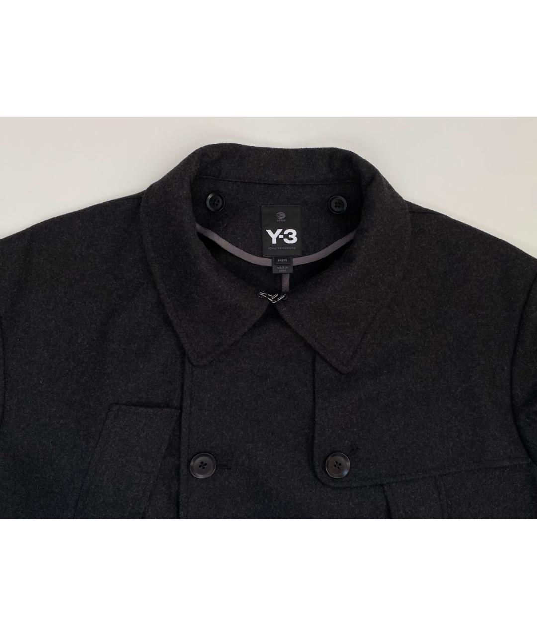 Y-3 Черное шерстяное пальто, фото 3
