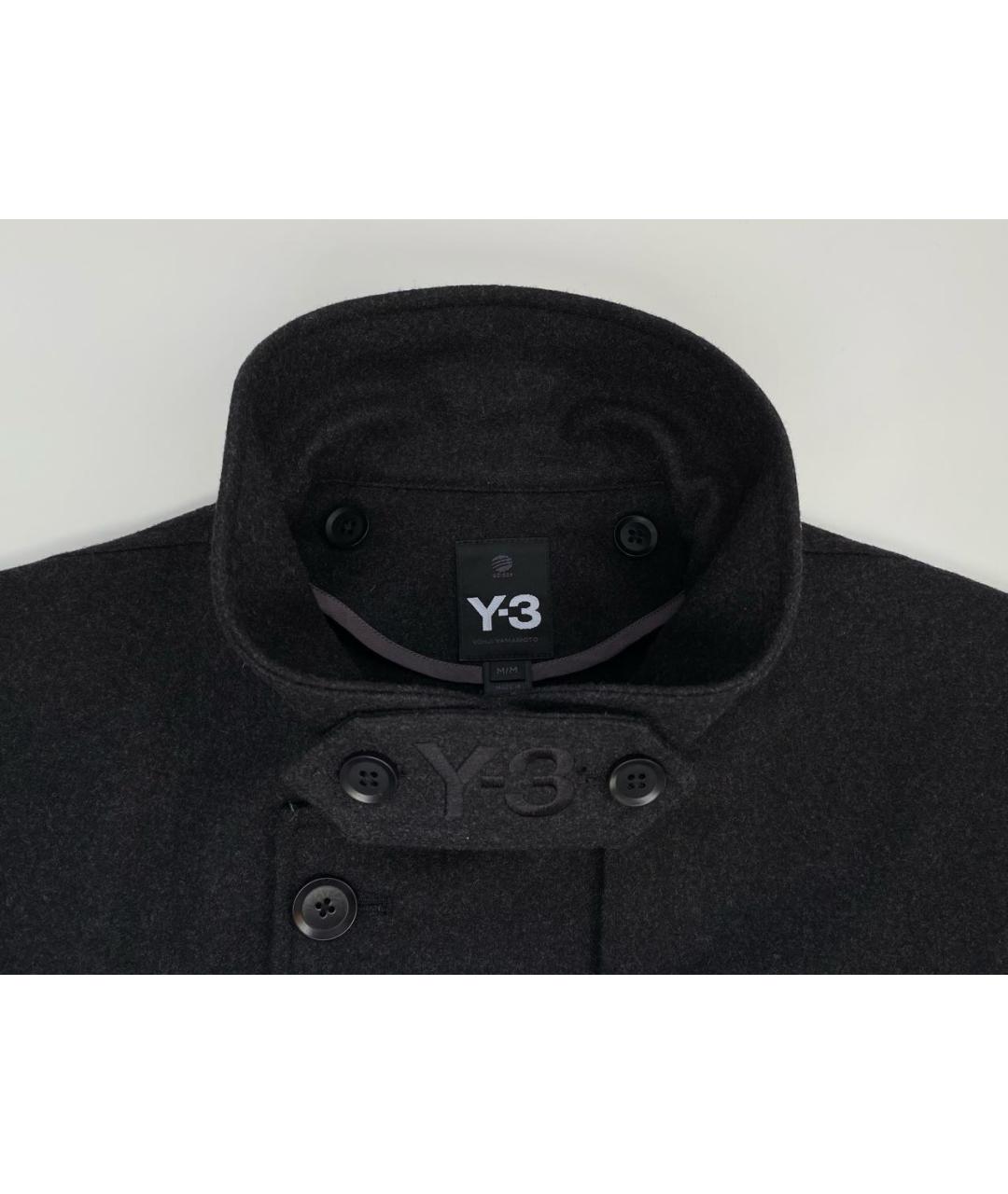 Y-3 Черное шерстяное пальто, фото 4