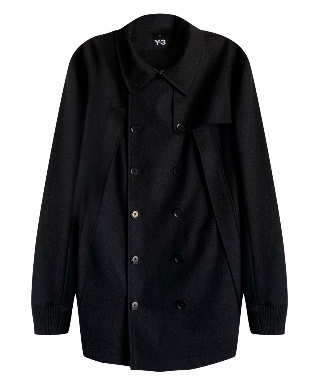 Y-3 Черное шерстяное пальто, фото 1