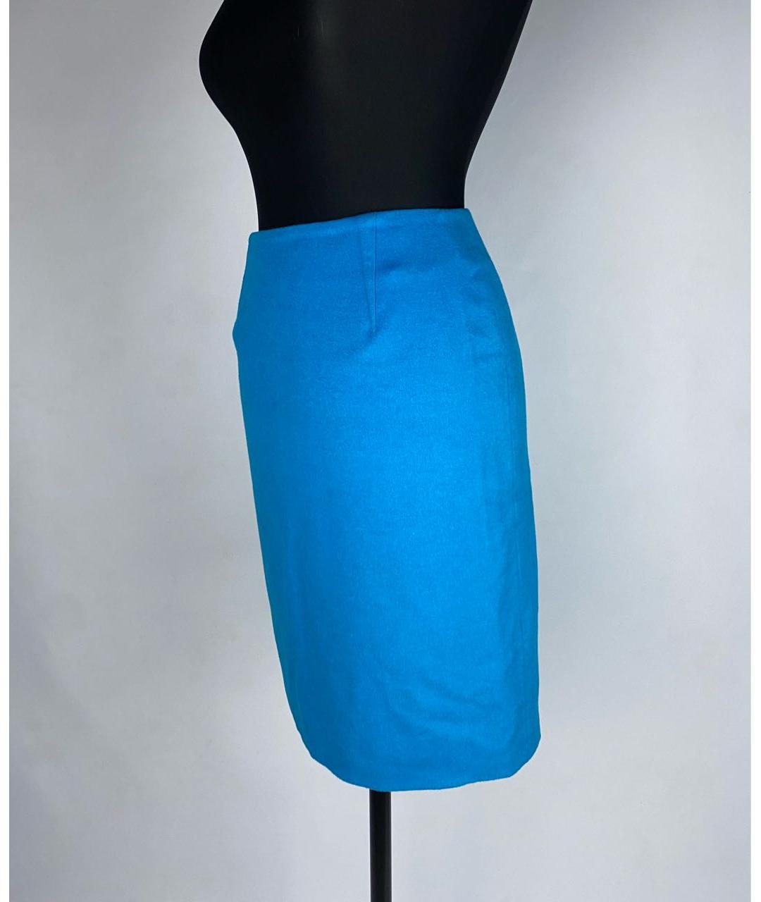 THIERRY MUGLER Голубая шерстяная юбка миди, фото 8