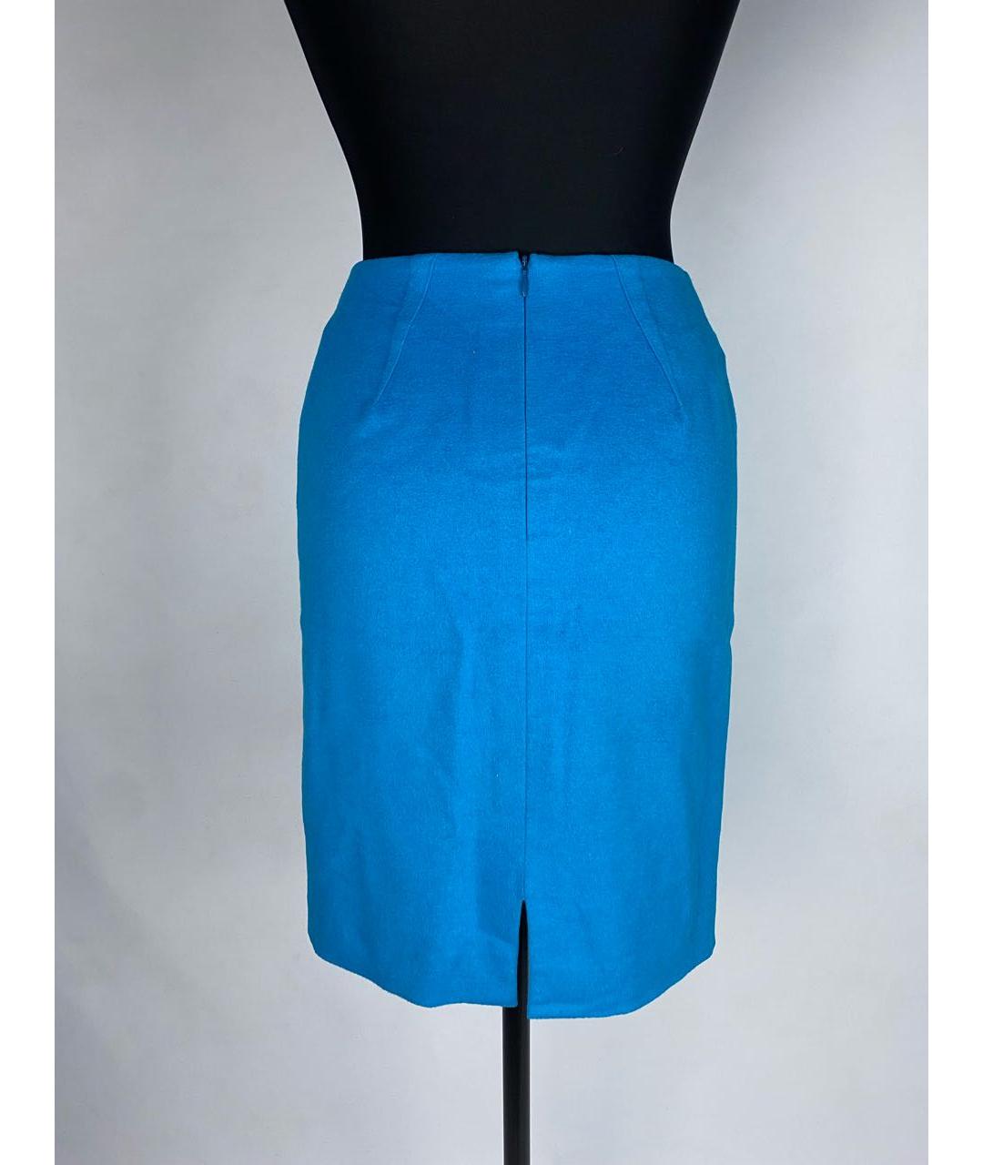 THIERRY MUGLER Голубая шерстяная юбка миди, фото 7