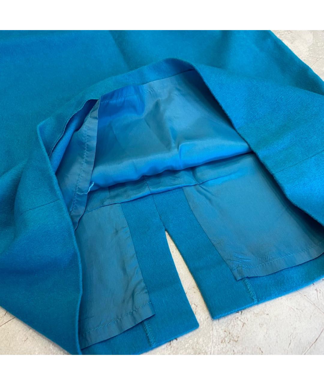 THIERRY MUGLER Голубая шерстяная юбка миди, фото 4