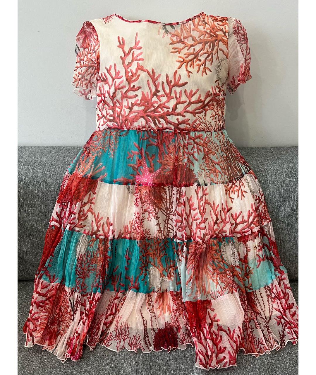 BLUGIRL Коралловое шелковое повседневное платье, фото 4