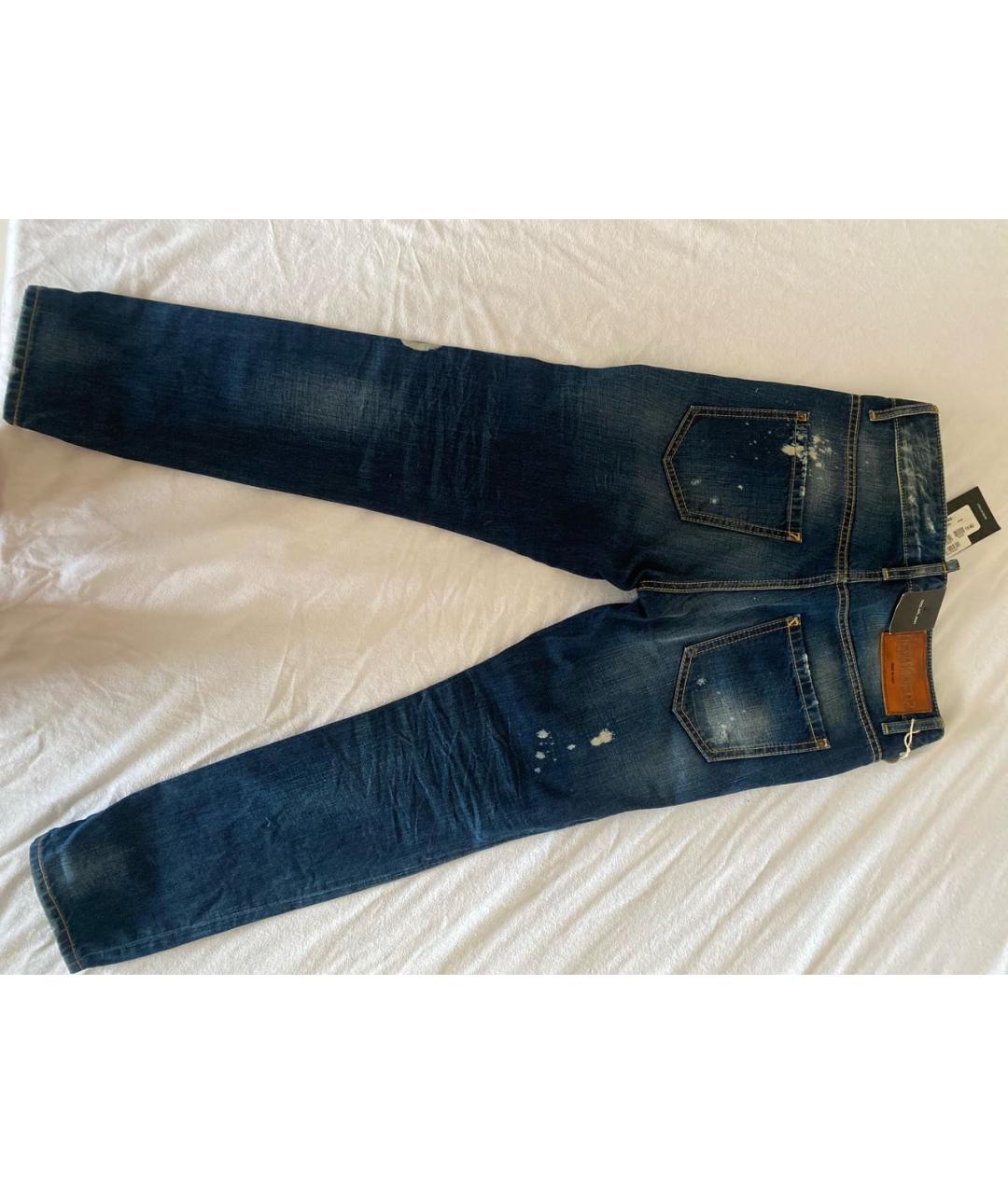 DSQUARED2 Темно-синие хлопко-эластановые джинсы слим, фото 2