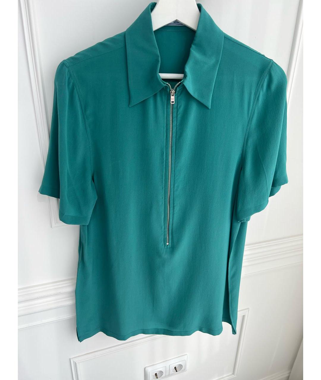 PRADA Зеленая шелковая блузы, фото 4