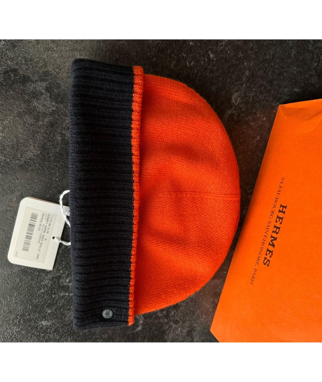 HERMES PRE-OWNED Оранжевая кашемировая шапка, фото 3