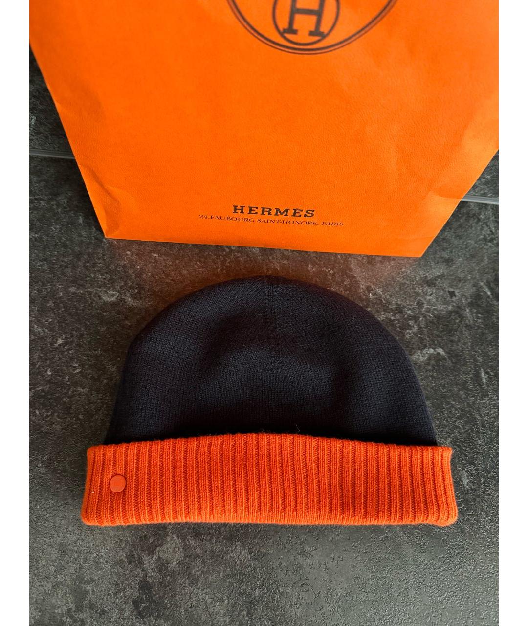HERMES PRE-OWNED Оранжевая кашемировая шапка, фото 5