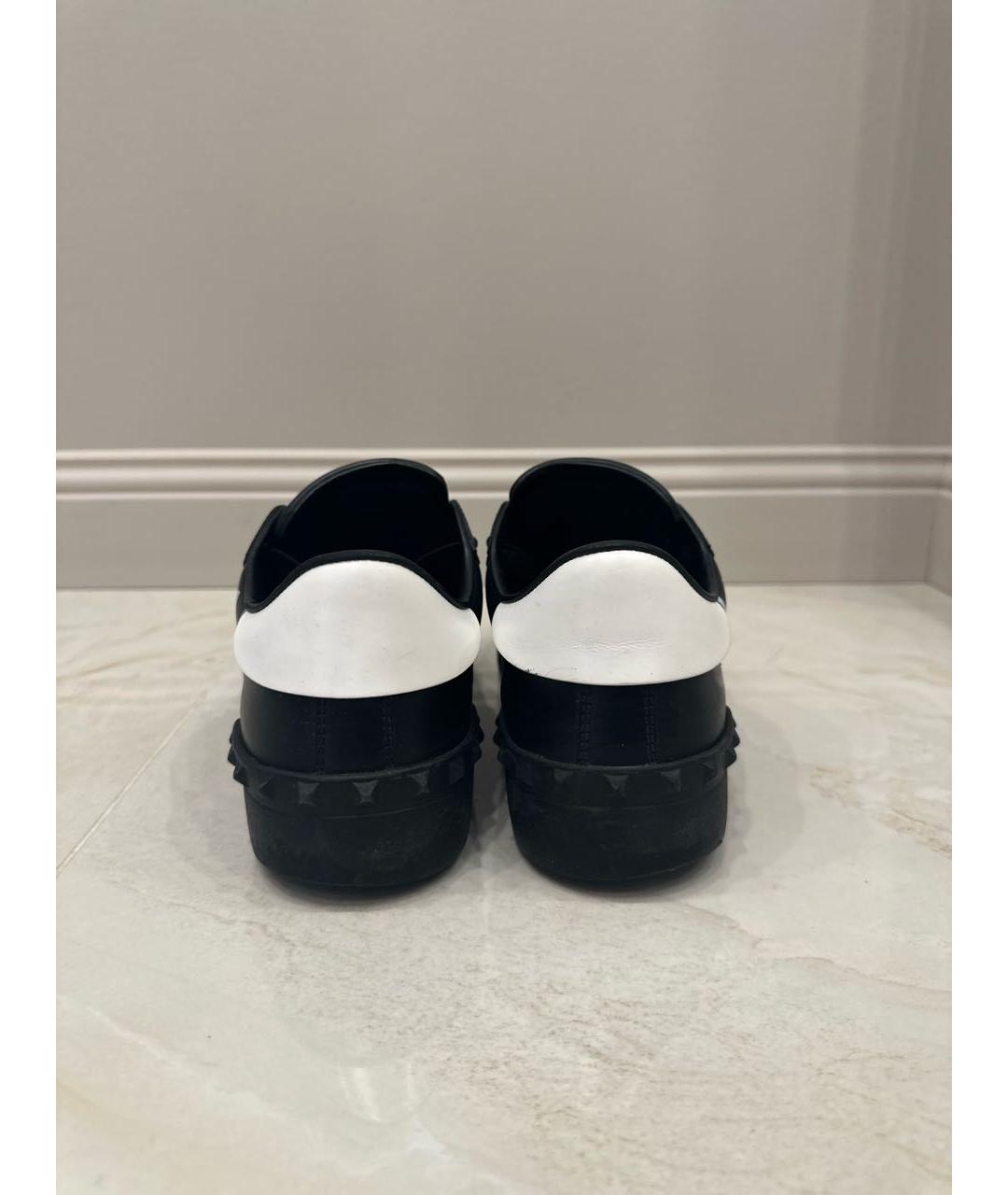 VALENTINO Черные кожаные низкие кроссовки / кеды, фото 4