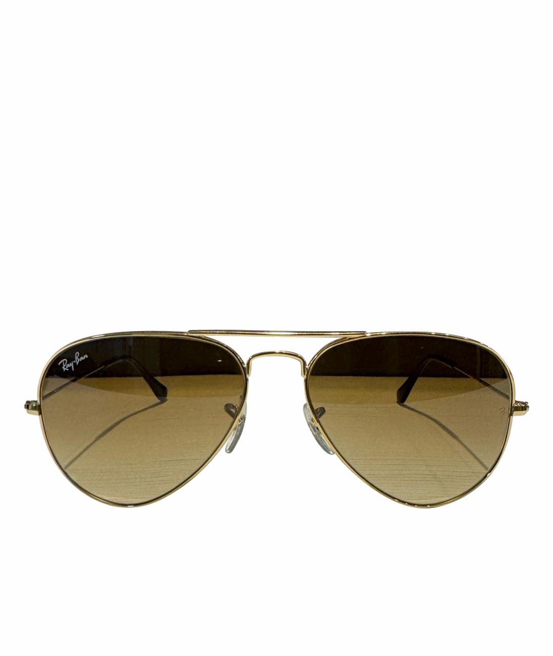 RAY BAN Коричневые металлические солнцезащитные очки, фото 1