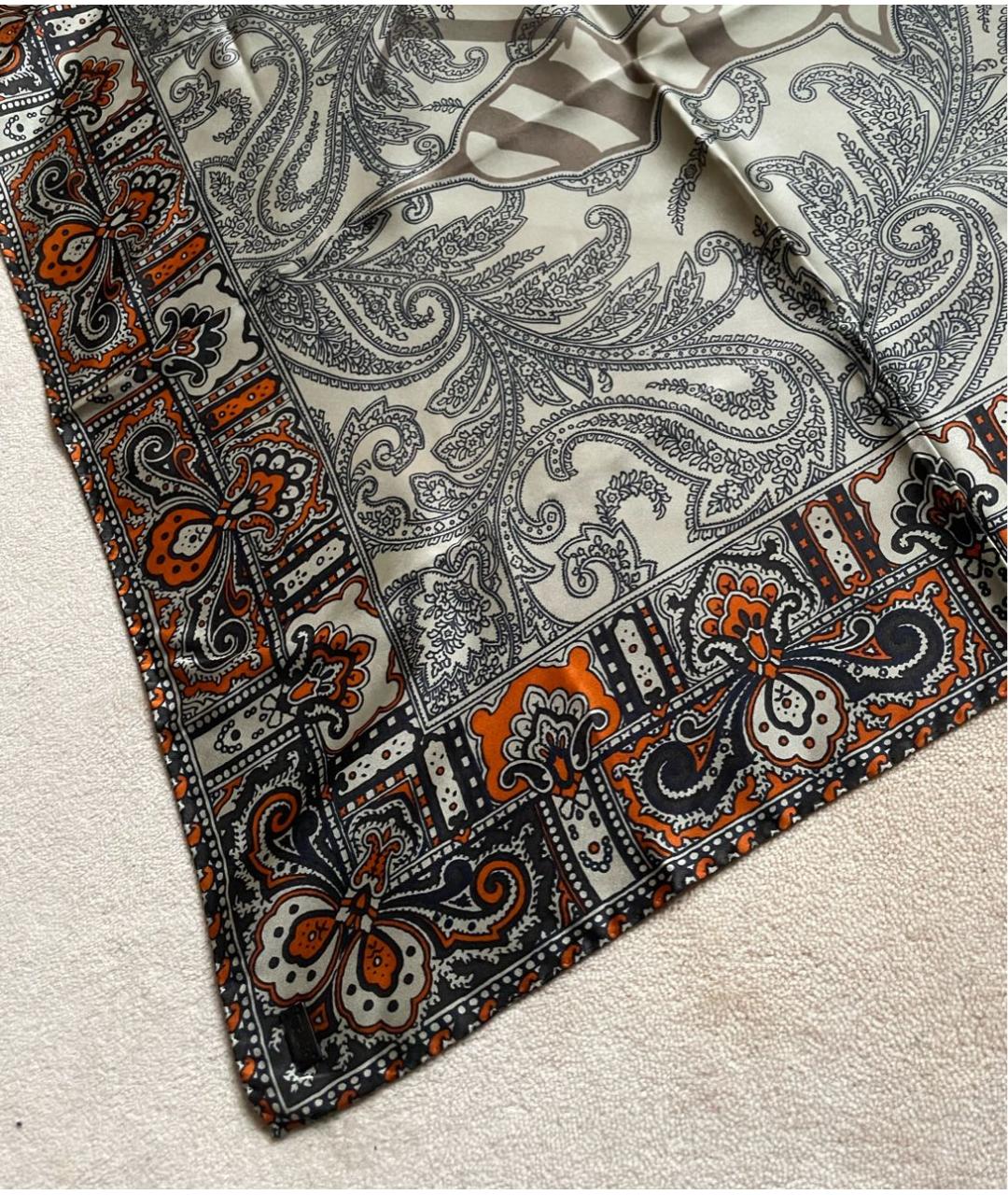 TRUSSARDI Коричневый шелковый платок, фото 2