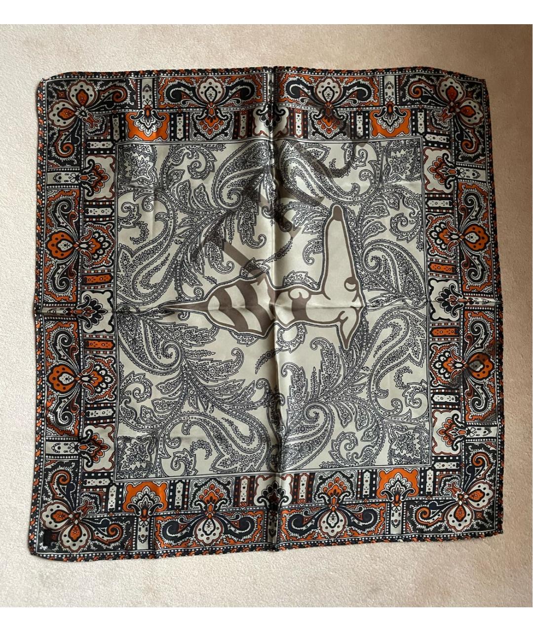 TRUSSARDI Коричневый шелковый платок, фото 4