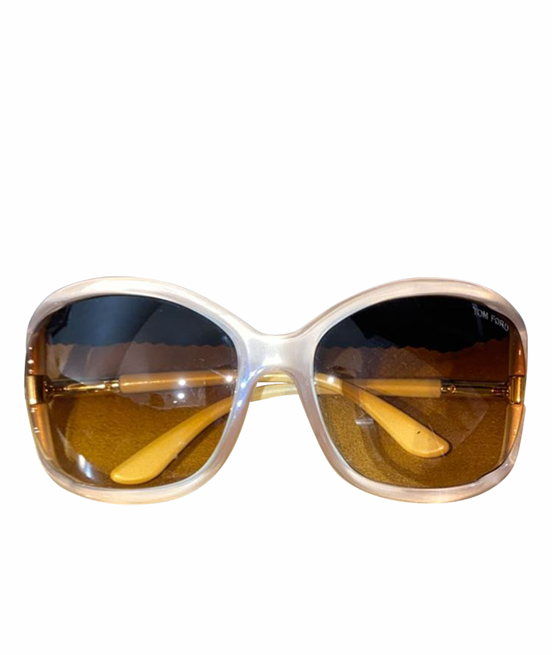 TOM FORD Бежевые пластиковые солнцезащитные очки, фото 1