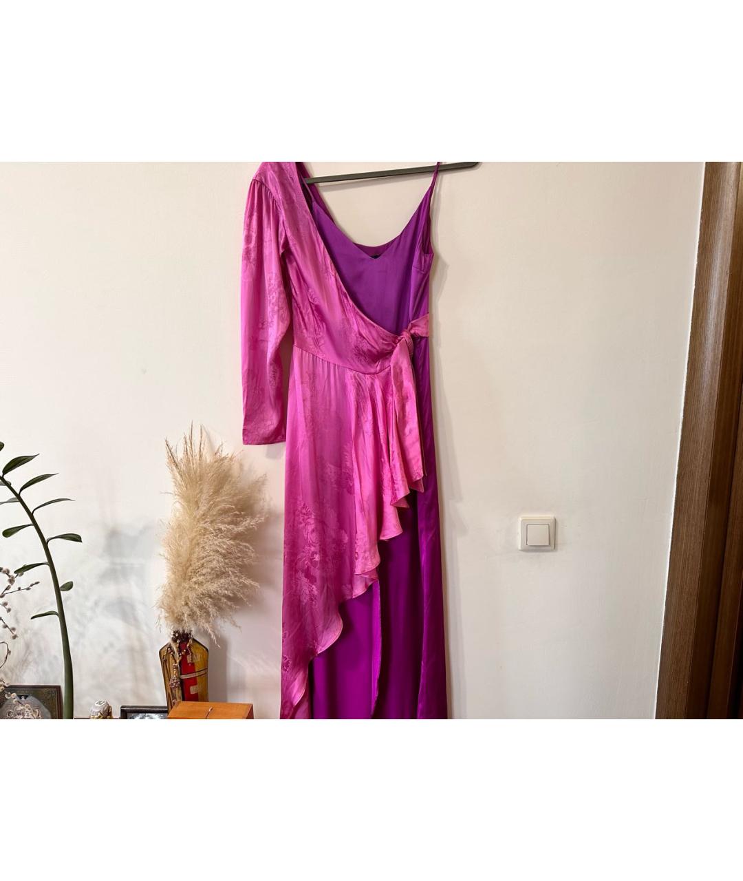 PINKO Розовое ацетатное вечернее платье, фото 7