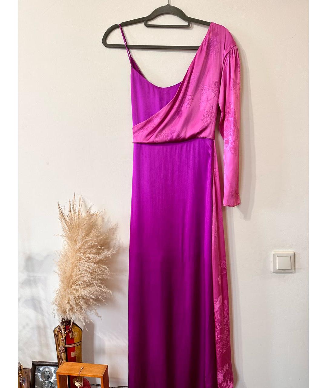 PINKO Розовое ацетатное вечернее платье, фото 2