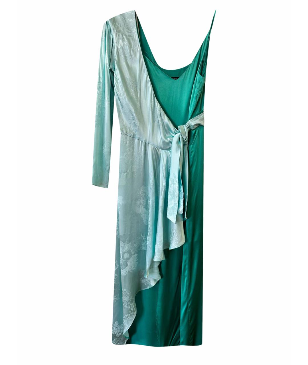 PINKO Зеленые ацетатное вечернее платье, фото 1