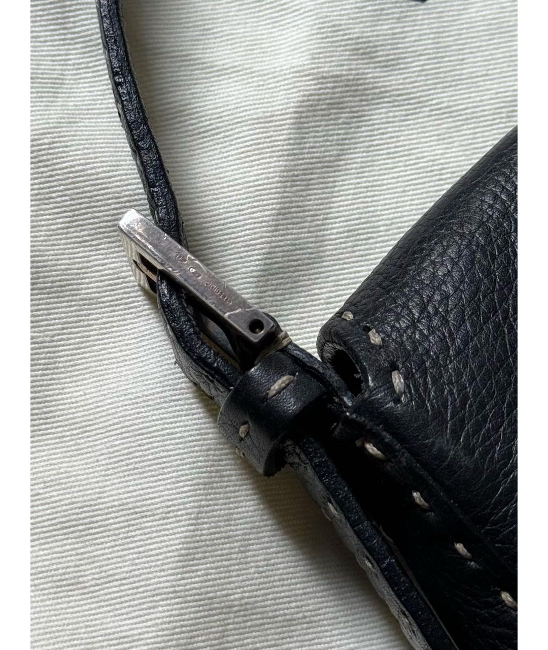 FENDI Черная кожаная сумка с короткими ручками, фото 4