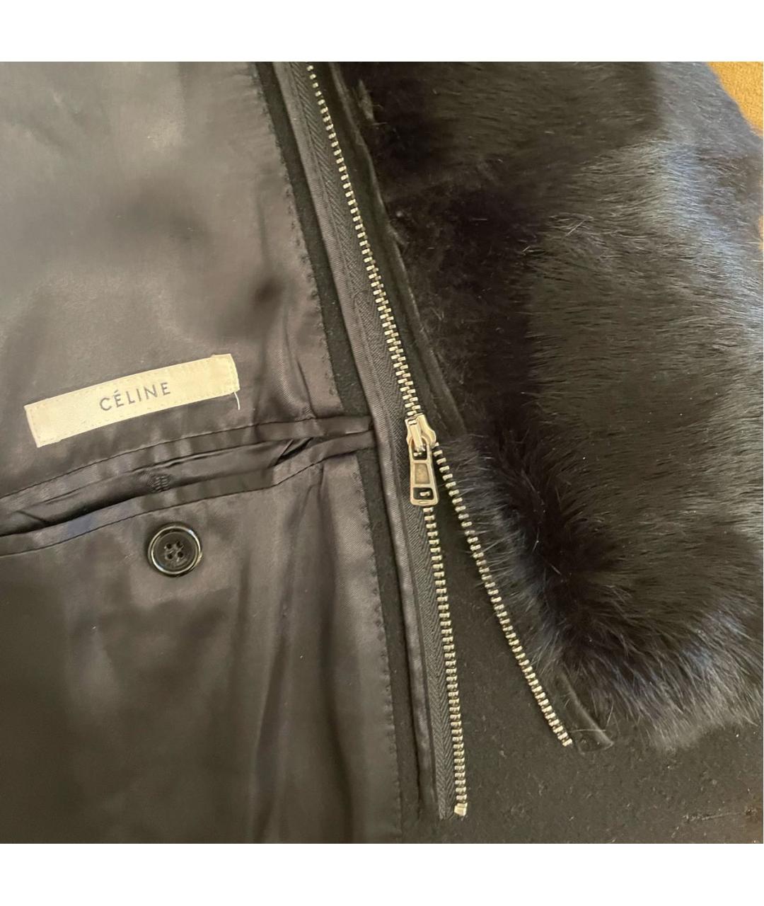 CELINE Черное шерстяное пальто, фото 5