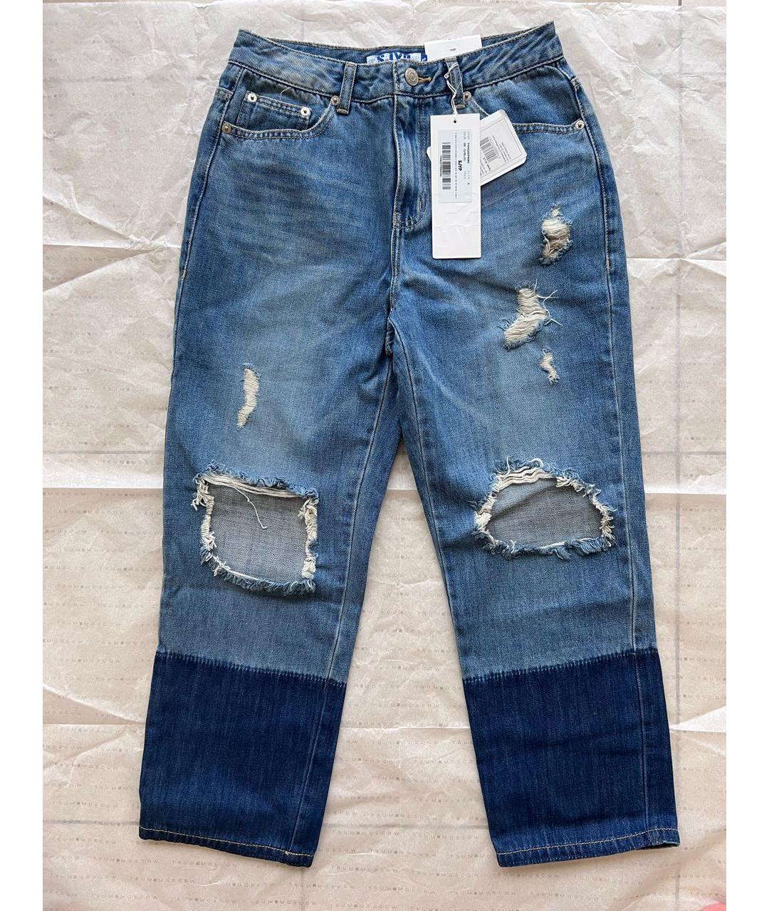 SJP COLLECTION Синие хлопковые прямые джинсы, фото 6