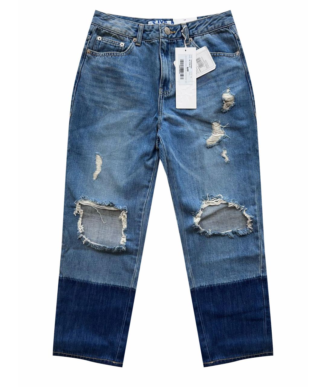 SJP COLLECTION Синие хлопковые прямые джинсы, фото 7