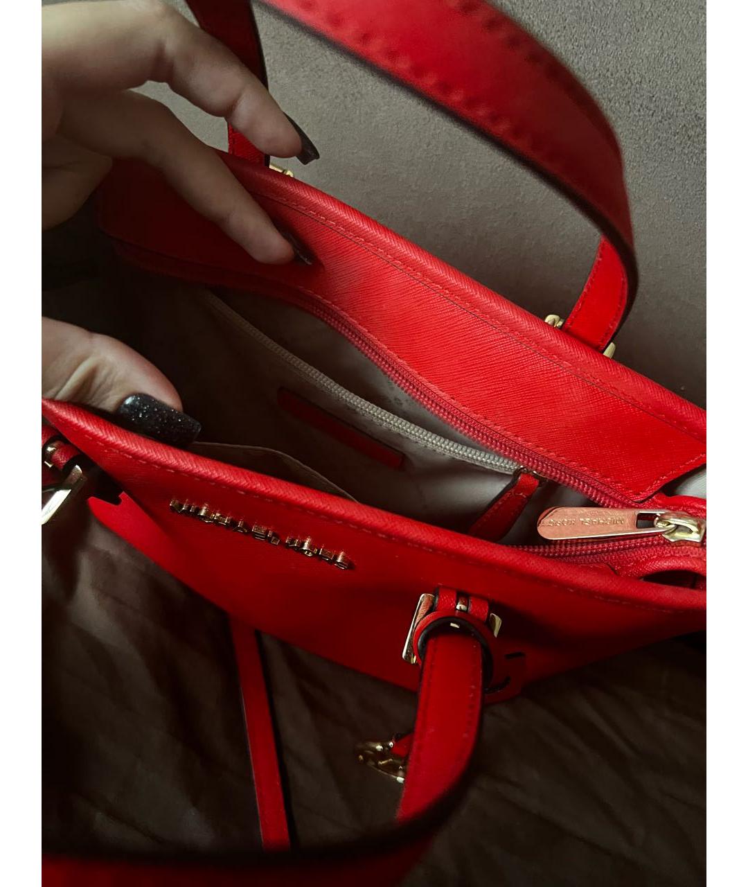 MICHAEL KORS Красная сумка тоут из искусственной кожи, фото 2