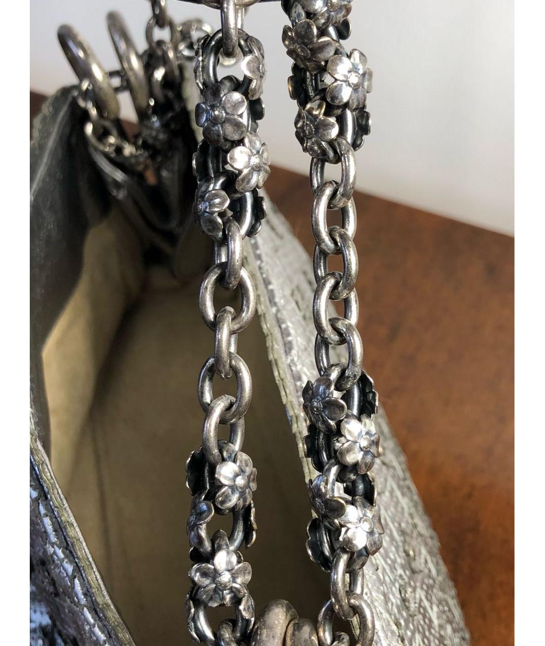 BOTTEGA VENETA Серебряная кожаная сумка через плечо, фото 6