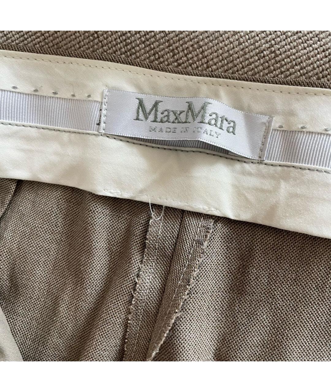 MAX MARA Бежевые шерстяные прямые брюки, фото 3
