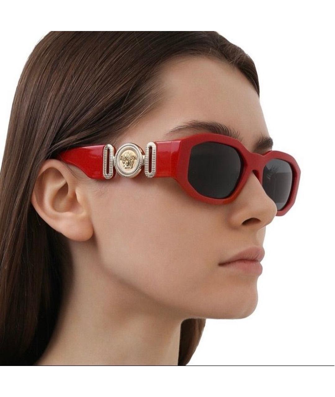 VERSACE Красные пластиковые солнцезащитные очки, фото 4