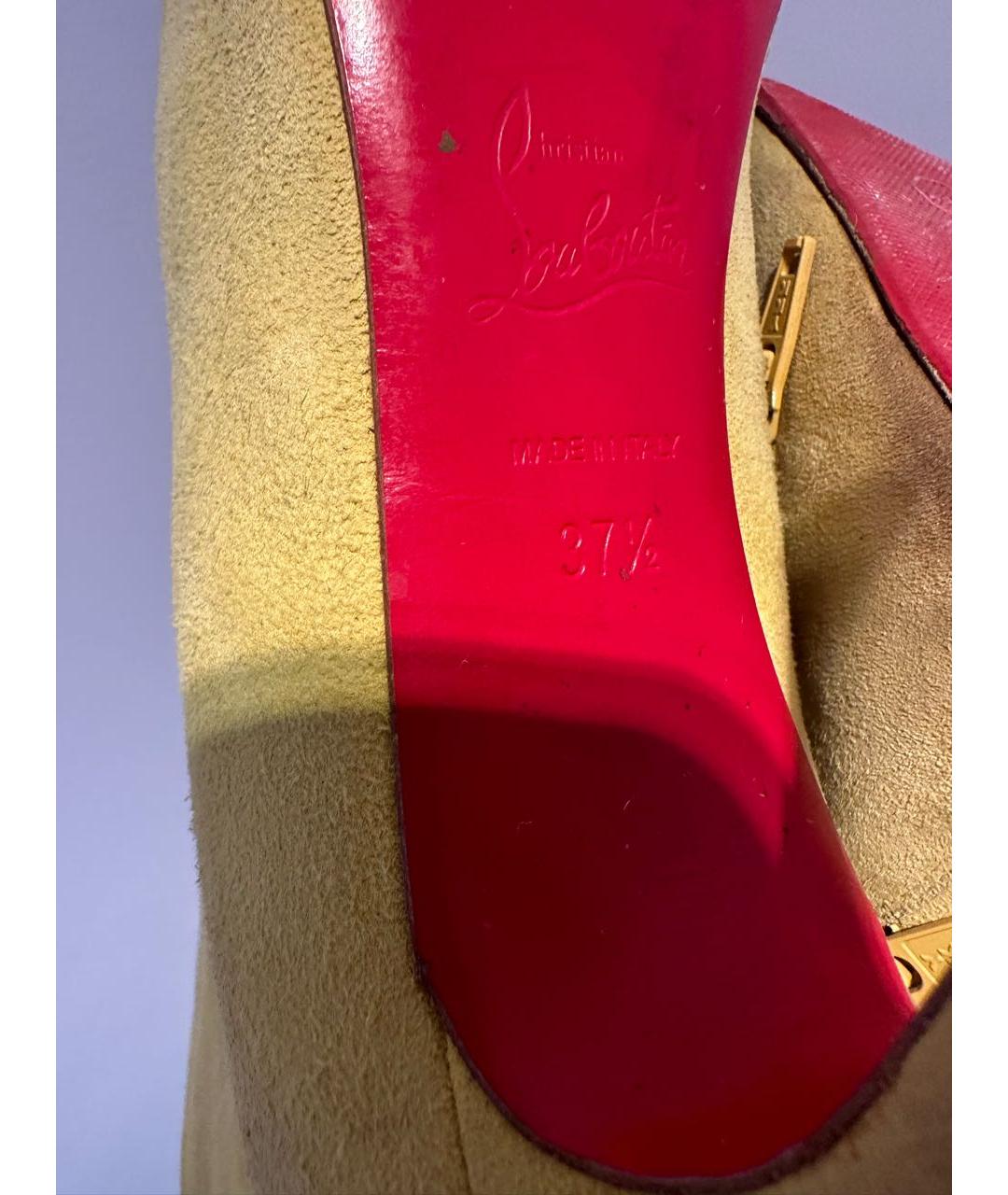 CHRISTIAN LOUBOUTIN Желтые замшевые ботильоны, фото 5