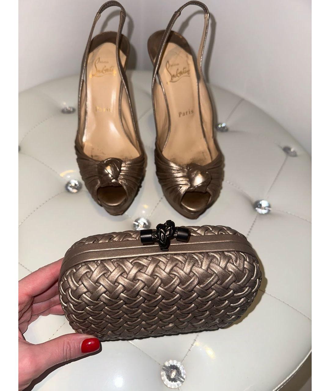 CHRISTIAN LOUBOUTIN Золотые кожаные туфли, фото 8