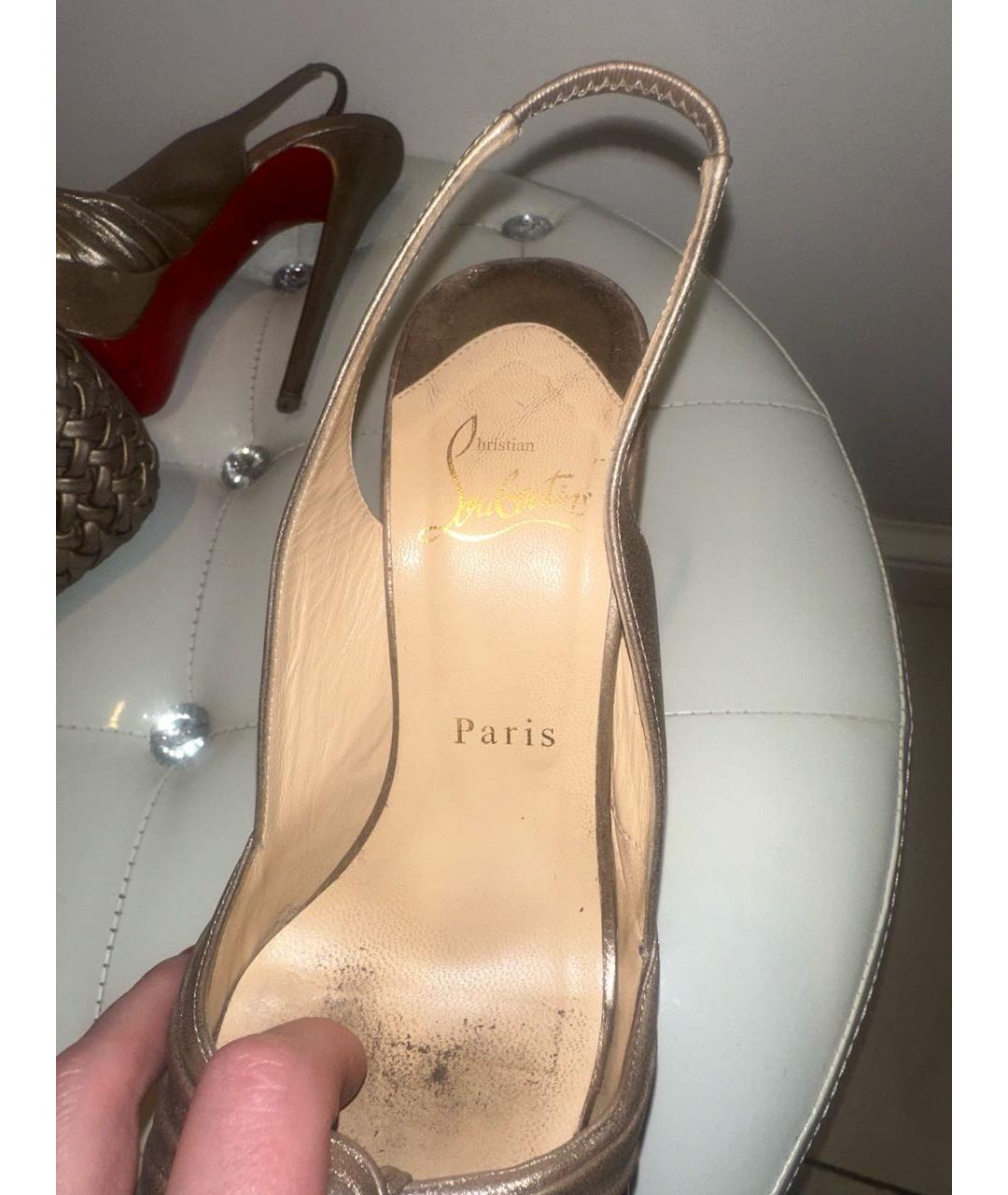 CHRISTIAN LOUBOUTIN Золотые кожаные туфли, фото 5