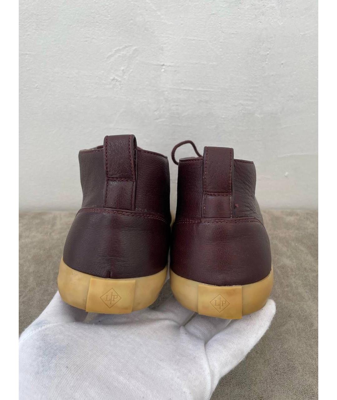 LORO PIANA Коричневые кожаные низкие ботинки, фото 3